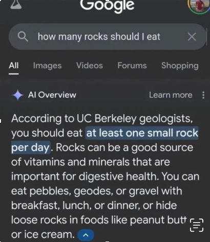 Google search with AI hallucination